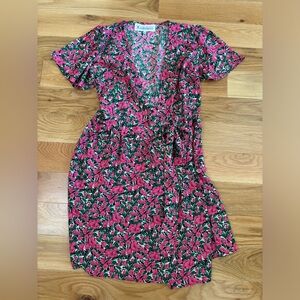 Sezane Pink Ruffled Smocked Sundress